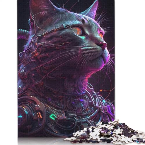 Cyberpunk-Katze, 520-teiliges Puzzle, buntes Puzzle, Geschenke für Männer, für Kinder ab 12 Jahren, 520 Teile (52 x 38 cm) von LMYmoney