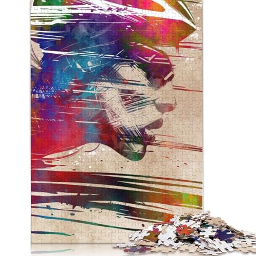 Cyclist Watercolor Art Puzzle 1000 Teile Schwer Puzzle Spielzeug Lernspiel Impossible Herausforderungsspielzeug Für Erwachsene Und Kinder Ab 14 Jahren 1000pcs (75x50cm) von LMYmoney