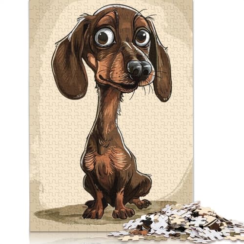 Dachshund Caricature Puzzle 1000-teilige Schwer Puzzle Spielzeug Pädagogisches Spiel Impossible Herausforderungsspielzeug Für Erwachsene Kinder 1000pcs (40x28cm) von LMYmoney