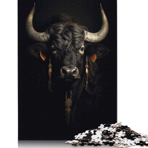 Dark Gold Yak Animal Puzzle 1000-teilige Schwer Puzzle Spielzeug Lernspiel Impossible Herausforderungsspielzeug Für Erwachsene Kinder 1000pcs (38x26cm) von LMYmoney