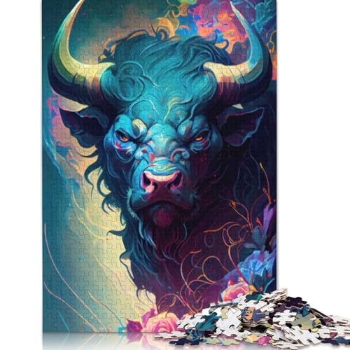 Das Blaue, wütende Bullen-Puzzle, rechteckig, Geschenk für Kinder ab 12 Jahren, 520 Teile (52 x 38 cm) von LMYmoney