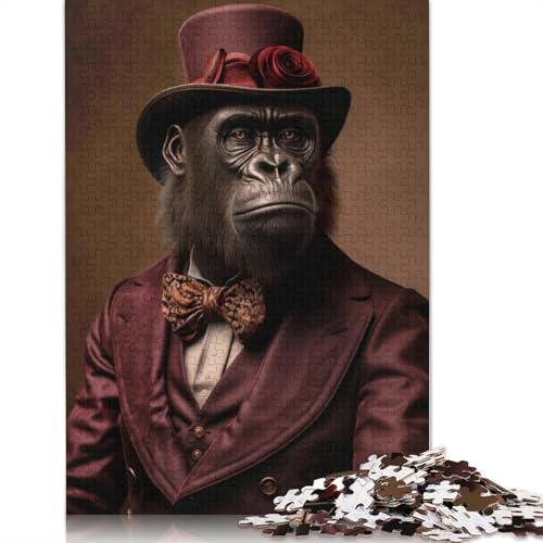 Das Gentleman-Gorilla-Puzzle, rechteckig, aus Pappe, 100% recyceltem Karton, Puzzle für Erwachsene und Kinder, Tagesgeschenke, 1000 Teile (75 x 50 cm) von LMYmoney