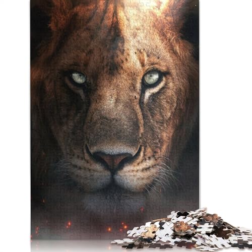 Das Löwenjunge-Porträt-Puzzle, Lernspiele, Familienaktivitäten, Premium-Karton-Puzzle für Frauen und Männer, 1000 Teile (75 x 50 cm) von LMYmoney