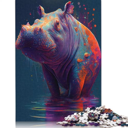 Das gemütliche Nilpferd-Puzzle, DIY-Spiel, rechteckiges Papierpuzzle für Jungen oder Mädchen, Geburtstagsgeschenk, 1000 Teile (75 x 50 cm) von LMYmoney