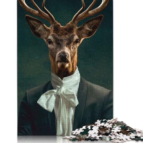 Deer Character Puzzle 1000-teilige Schwer Puzzle Spielzeug Lernspiel Impossible Herausforderungsspielzeug Für Erwachsene Und Kinder Ab 12 Jahren 1000pcs (38x26cm) von LMYmoney