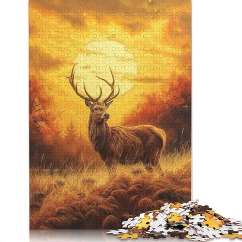 Deer Standing in Grass Puzzles 1000 Teile Schwer Puzzle Spielzeug Lernspiel Impossible Herausforderungsspielzeug Für Erwachsene Und Kinder in Bewährter 1000pcs (38x26cm) von LMYmoney