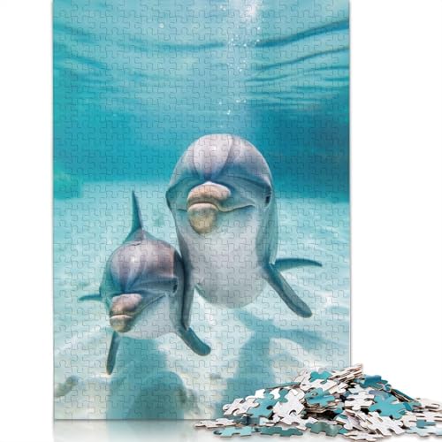 Delphin-Tierfamilien-Puzzle, DIY-Spiel, Premium-Karton-Puzzle für Frauen und Männer, Kindertagsgeschenke, 1000 Teile (26 x 38 cm) von LMYmoney
