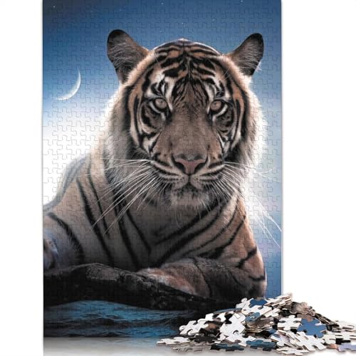 Der Tiger und der Mond, Premium-Puzzle, rechteckig, 100% recyceltes Papppapier, für Jungen und Mädchen, 1000 Teile (26 x 38 cm) von LMYmoney