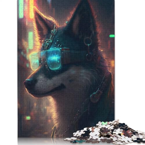 Der Vintage Cyberpunk Dog, 1000 Puzzles für Erwachsene, Lernspiel, Puzzlespiele für Erwachsene für Jungen oder Mädchen, 1000 Teile (75 x 50 cm) von LMYmoney