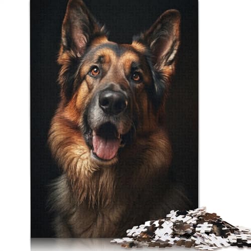 Deutscher Schäferhund-Porträt-Puzzle, Dekompressionsspielzeug, rechteckiges Papierpuzzle für Kinder und Erwachsene ab 12 Jahren, 1000 Teile (26 x 38 cm) von LMYmoney