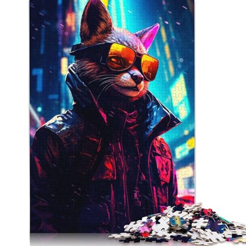 Die Cyberpunk Raccoon Art Puzzles. Bunte, Coole Puzzles für Kinder ab 12 Jahren. 520 Teile (52 x 38 cm). von LMYmoney