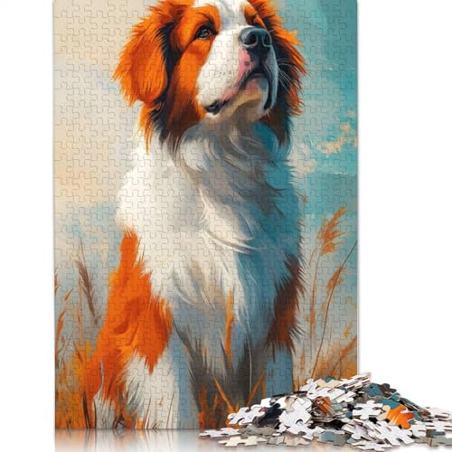 Dog Portrait Painting Puzzle 1000 Teile Schwer Puzzle Spielzeug Lernspiel Impossible Herausforderung Spielzeug Für Erwachsene Und Kinder in Bewährter 1000pcs (40x28cm) von LMYmoney