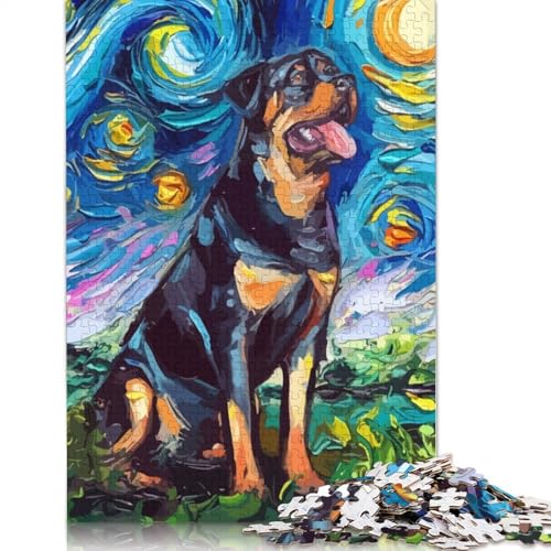 Dog Star Night Rottweiler Puzzle für Erwachsene, kreative Spiele, Puzzle-Geschenk für Jungen oder Mädchen, 520 Teile (52 x 38 cm) von LMYmoney