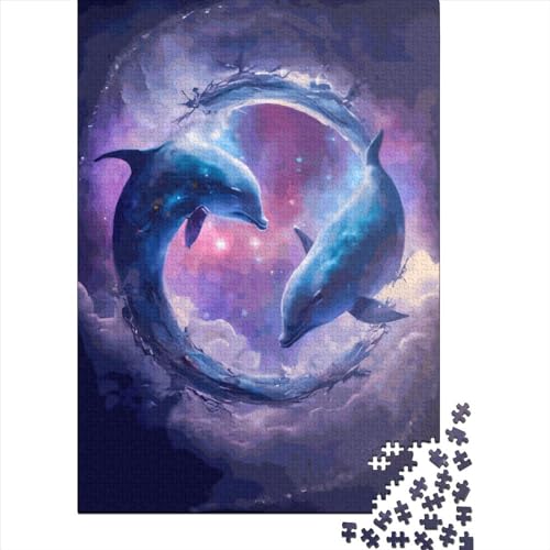 Dolphin Love Puzzle 1000 Teile Schwer Puzzle Spielzeug Lernspiel Impossible Herausforderungsspielzeug Für Erwachsene Kinder 1000pcs (75x50cm) von LMYmoney