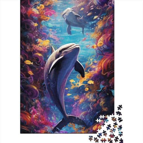Dolphin Puzzle 1000 Teile Schwer Puzzle Spielzeug Lernspiel Impossible Herausforderung Spielzeug Für Erwachsene Und Kinder in Bewährter 1000pcs (75x50cm) von LMYmoney