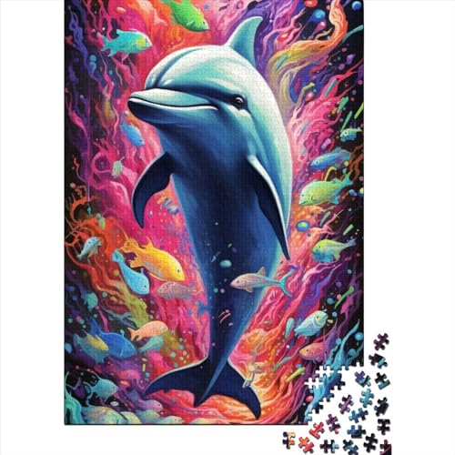 Dolphin Puzzle 1000 Teile Schwer Puzzle Spielzeug Lernspiel Impossible Herausforderungsspielzeug Für Erwachsene Kinder 1000pcs (38x26cm) von LMYmoney