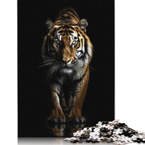 Dunkelgoldenes Tiger-Tierpuzzle, kreative Spiele, 100% recycelter Karton, Puzzle für Erwachsene, 1000 Teile (26 x 38 cm) von LMYmoney
