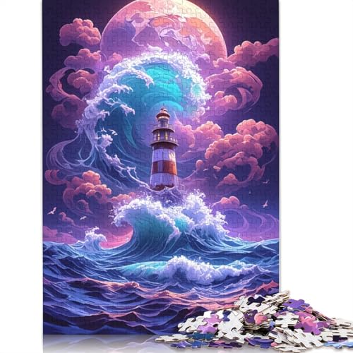 EIN Leuchtturm in der Brandung, Puzzle-Spielzeug, Lernspiel, Premium-Puzzle aus Karton für Erwachsene und Kinder, 1000 Teile (75 x 50 cm) von LMYmoney
