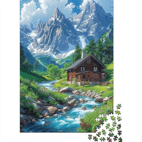 Eine Stadt unter den schneebedeckten Bergen, 1000-teiliges Puzzle, Holzpuzzle für Teenager, lustiges Puzzle, 1000 Teile (38 x 26 cm) von LMYmoney