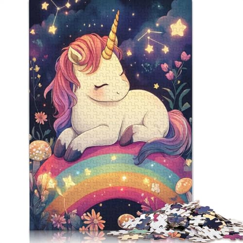 Einhorn auf Regenbogen-Puzzle, Dekompressionsspielzeug, rechteckiges Papierpuzzle für Kinder und Erwachsene ab 12 Jahren, Geschenke, 1000 Teile (26 x 38 cm) von LMYmoney