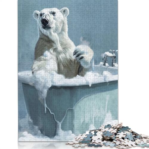 Eisbär-Badewannen-Wasch-Puzzle, Lernspiele, Familienaktivitäten, Premium-Karton-Puzzle für Frauen und Männer, 1000 Teile (26 x 38 cm) von LMYmoney