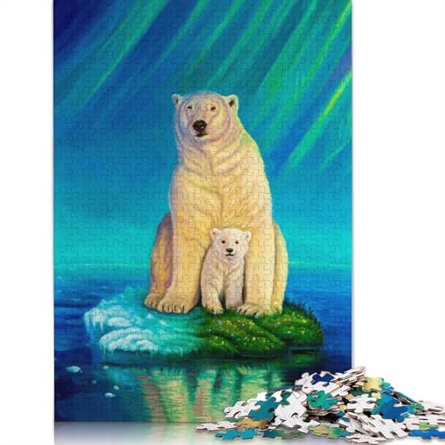 Eisbär-Gemälde, Aurora-Puzzle für Erwachsene, 520 Teile, Heimdekoration, ungewöhnliche Puzzles für Erwachsene, für Jungen oder Mädchen, 520 Teile (52 x 38 cm) von LMYmoney