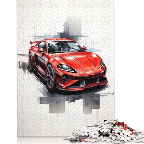 Electrifying Red Car Puzzle 1000-teilige Schwer Puzzle Spielzeug Lernspiel Impossible Herausforderungsspielzeug Für Erwachsene Und Kinder Ab 14 Jahren 1000pcs (38x26cm) von LMYmoney