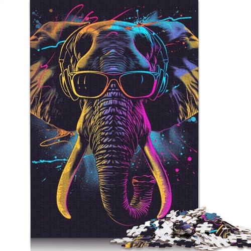 Elefant mit Kopfhörer-Puzzle, schwierige Herausforderung, 100% recycelter Karton, Puzzle für Kinder und Erwachsene ab 12 Jahren, 1000 Teile (75 x 50 cm) von LMYmoney