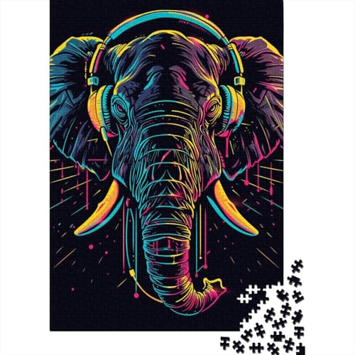 Elefant mit Kopfhörern, Puzzle für Erwachsene, 1000 Teile, Holzpuzzle für Erwachsene, Puzzles für Jugendliche ab 12 Jahren, (38 x 26 cm) von LMYmoney