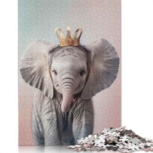 Elefanten-Pastellkronen-Puzzle, Familienspaß, rechteckiges Papierpuzzle für Kinder und Erwachsene ab 12 Jahren, Geburtstagsgeschenk, 1000 Teile (26 x 38 cm) von LMYmoney