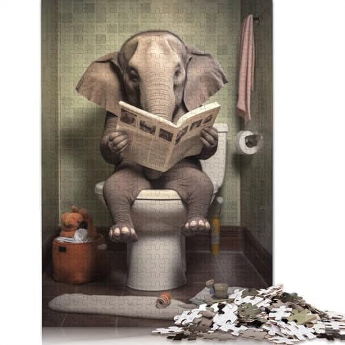 Elefanten-Toiletten-Zeitungs-Puzzle für Erwachsene, Spielzeug, Lernspiel, schwierige Puzzles für Kinder ab 12 Jahren, 1500 Teile (85 x 57 cm) von LMYmoney