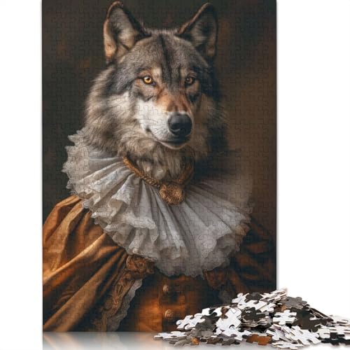 Elegantes Grauwolf-Puzzle, Premium-Puzzle aus 100% recyceltem Kartonpapier, rechteckig, für Damen und Herren, einzigartiges Geschenk, 1000 Teile (75 x 50 cm) von LMYmoney