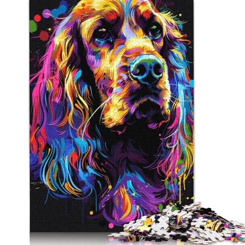 Englischer Cocker Spaniel, Hundekunst, 1000-teiliges Puzzle für Teenager, Geschenke, Holzpuzzle, Puzzle für Erwachsene, Heimlernspiele, DIY-Spielzeug, 1000 Teile (75 x 50 cm) von LMYmoney