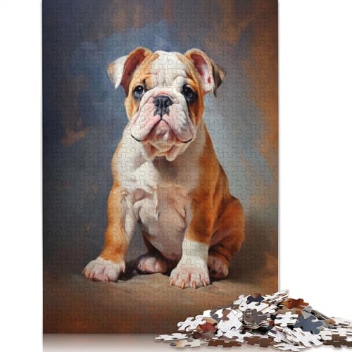 Englisches Bulldoggenwelpen-Puzzle, herausfordernd und knifflig, 100% recycelter Karton, Puzzle für Erwachsene und Kinder, 1000 Teile (75 x 50 cm) von LMYmoney