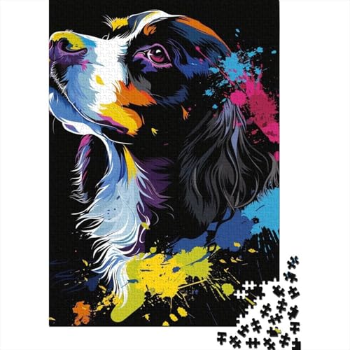 English Cocker Spaniel Dog Art Puzzles 1000 Teile Holzpuzzles für Erwachsene und Teenager Familienspiel 1000 Stück (38 x 26 cm) von LMYmoney