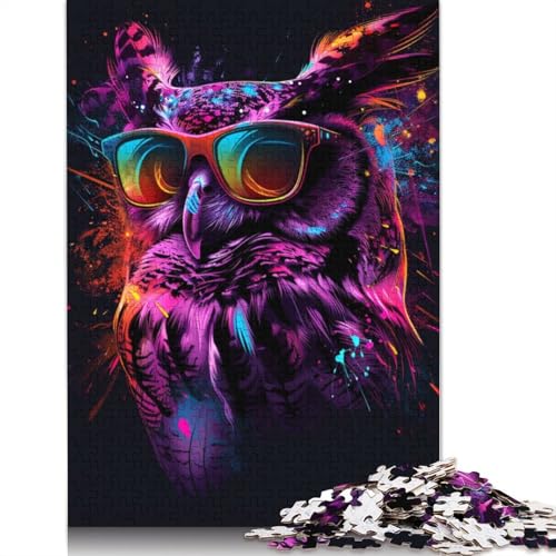 Eule mit Sonnenbrille, Puzzle, herausfordernd und knifflig, Premium-Karton-Puzzle für Erwachsene und Teenager, 1000 Teile (75 x 50 cm) von LMYmoney