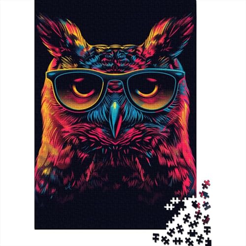 Eule mit Sonnenbrille, Puzzle für Erwachsene und Jugendliche, 1000 Teile, Holzpuzzle für Erwachsene, Puzzle für Jugendliche ab 12 Jahren, (38 x 26 cm) von LMYmoney