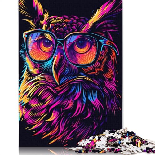 Eule mit Sonnenbrille, Puzzles für Erwachsene, 1000 Teile, Puzzle für Teenager, Lernspiel, Herausforderung, Spielzeug, 1000 Teile (75 x 50 cm) von LMYmoney