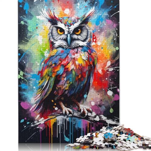 Eulengemälde, Vogelposter, Puzzle für Erwachsene, Entspannungs-Herausforderungsspielzeug, Puzzles für Erwachsene für Frauen, für Kinder ab 12 Jahren, 520 Teile (52 x 38 cm) von LMYmoney