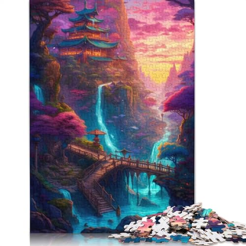 Fantasielandschaft, 13 Puzzles für Erwachsene, 1000 Teile, 100 Prozent recycelte Holzplatte, Denkpuzzles für Erwachsene, für Jungen oder Mädchen, 1000 Teile (75 x 50 cm) von LMYmoney