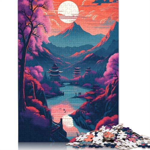 Fantasielandschaft, 58 Puzzles für Erwachsene, 1000 Teile, 100 Prozent recycelte Holzplatte, Denkpuzzles für Erwachsene, für Jungen oder Mädchen, 1000 Teile (75 x 50 cm) von LMYmoney