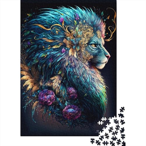 Fantasy Lion 1000-teiliges Holzpuzzle für Erwachsene, Puzzle, Lernspiel, Herausforderungsspielzeug, 1000 Teile (38 x 26 cm) von LMYmoney