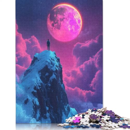 Fantasy Lone Figure On Mountaintop Puzzle für Erwachsene, Denksportaufgaben für Erwachsene, Puzzlespiele für Erwachsene und Teenager, 1500 Teile (85 x 57 cm) von LMYmoney