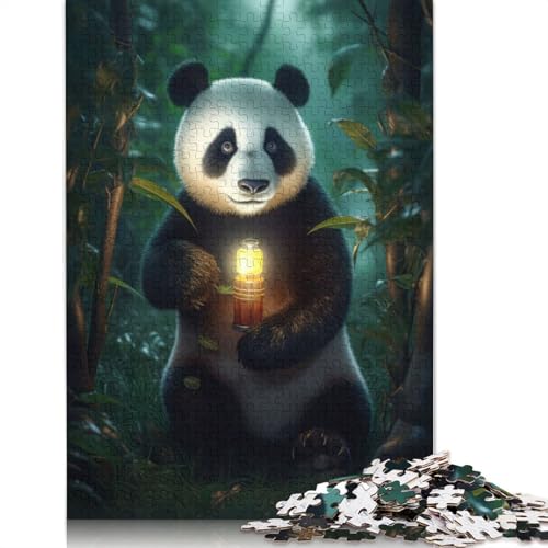 Fantasy Panda Leuchtlampe Puzzle Lernspiele Familienaktivitäten Premium Karton Puzzle für Frauen Männer 1000 Teile (75x50cm) von LMYmoney