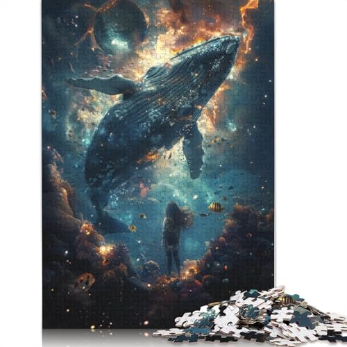 Fantasy Whale 1000-teiliges Holzpuzzle für Erwachsene, Puzzle, Lernspiel, Herausforderungsspielzeug, 1000 Teile (75 x 50 cm) von LMYmoney