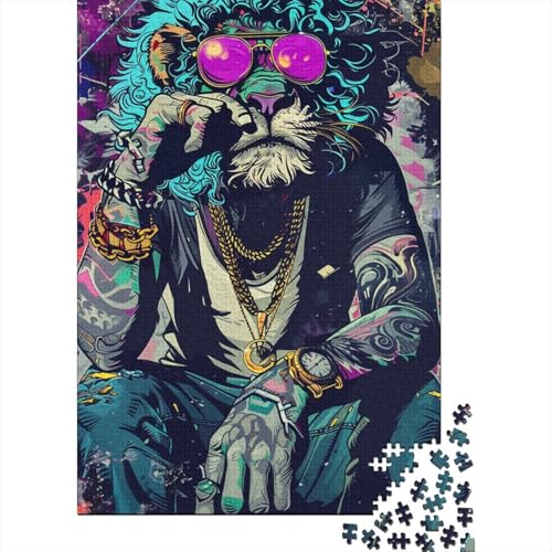 Fashion Lions Puzzle Dekompressionsspielzeug Rechteckiges Papierpuzzle für Kinder und Erwachsene ab 12 Jahren 1000 Teile (38 x 26 cm) von LMYmoney