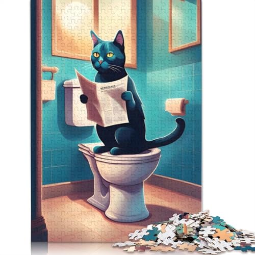 Fat Cat Toilet Newspaper Puzzle-Spielzeug für Erwachsene, Lernspiel, Puzzle-Spiele für Erwachsene für Frauen und Männer, 1500 Teile (85 x 57 cm) von LMYmoney