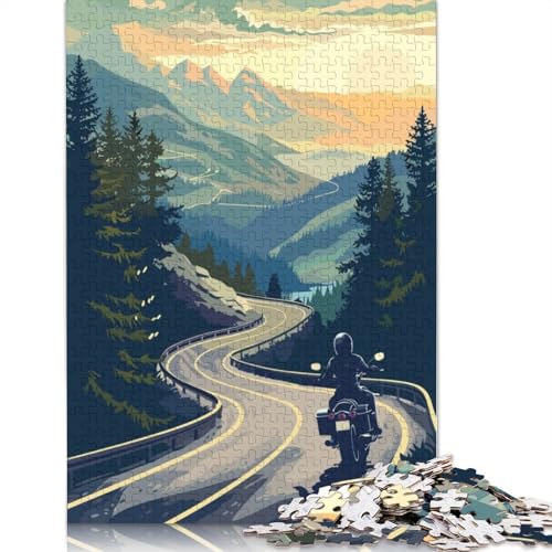 Female Motorcycle Mountain Puzzle 1000 Teile Schwer Puzzle Spielzeug Pädagogisches Spiel Impossible Herausforderungsspielzeug Für Erwachsene Kinder 1000pcs (38x26cm) von LMYmoney