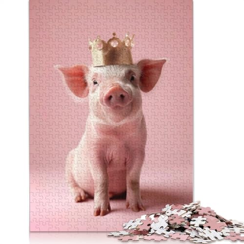 Ferkel in Einer Krone, Puzzle, DIY-Spiel, rechteckiges Papierpuzzle für Jungen oder Mädchen, Geburtstagsgeschenk, 1000 Teile (26 x 38 cm) von LMYmoney