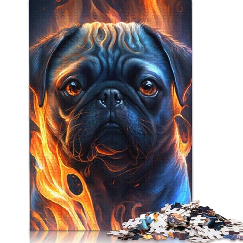 Feuertier-Mops-Puzzle, 100% recycelter Karton, 100% recycelter Karton, Puzzle für Jungen oder Mädchen, 1000 Teile (75 x 50 cm) von LMYmoney